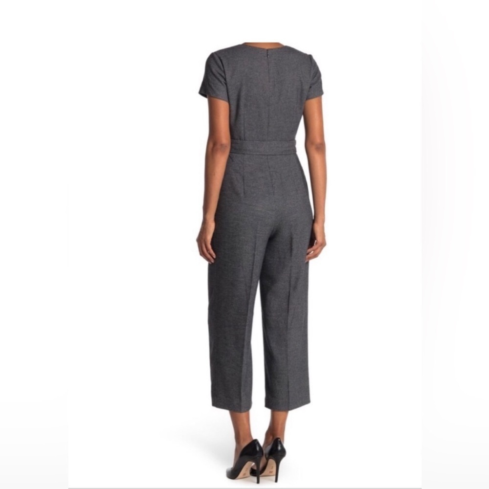 Club Monaco Women’s 00 Black/Gray Tweed Textured Hidden Zipper Cropped Jumpsuit - Picture 2 of 15